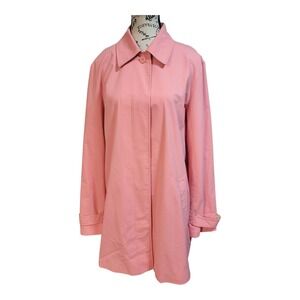 Chaps Women's Trench Rain Coat/Jacket Size XL Color Salmon Hidden Button Collar